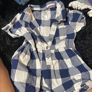 Carter's Navy and White Checkered Romper